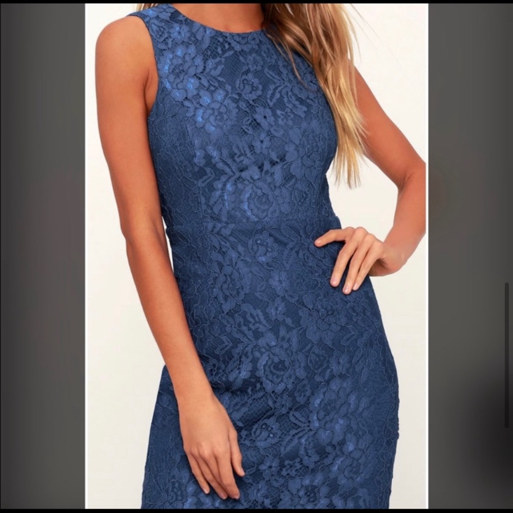 Lulus Blue Lace Mini Bodycon Dress